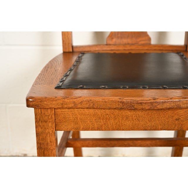 Brown Heywood Wakefield Antique Mission Oak Arts & Crafts Dining Chairs, Set of Four For Sale - Image 8 of 14