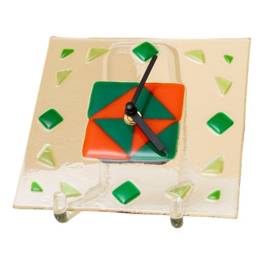 Vintage Glass Wall Clock, Italy, 1980s For Sale