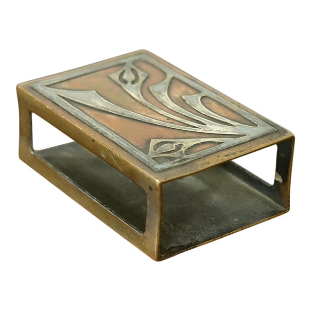 Heintz Arts & Crafts Sterling Silver on Bronze Matchbox Holder For Sale