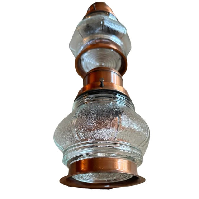 American Pair of Copper and Paneled Glass Jar Wall Sconces, Circa 1930 For Sale - Image 3 of 4