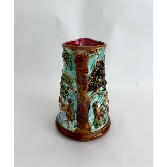 Late 19th Century Antique Majolica Pitcher by Mouzin Leach & Cie, Nimy-Les-Mons, 1890s For Sale - Image 5 of 10