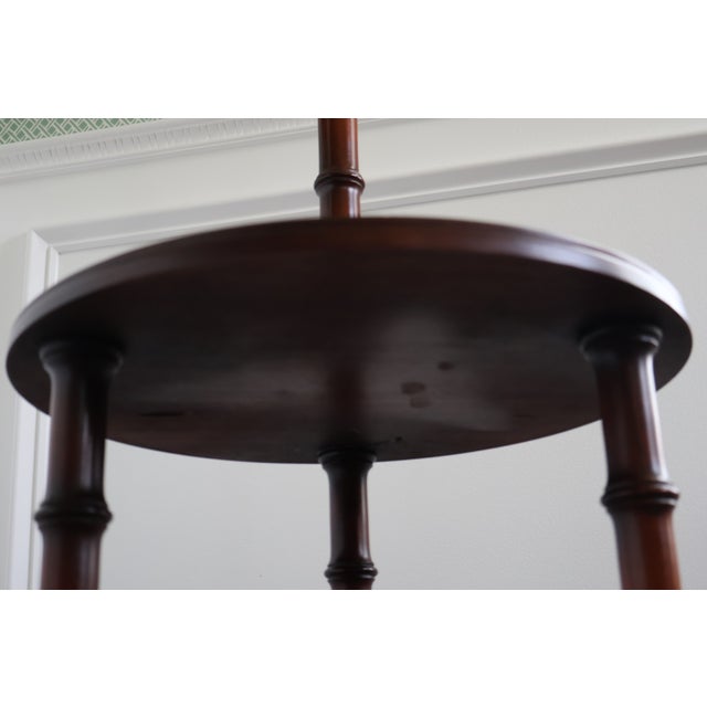 1970s Knob Creek Faux-Bamboo Mahogany Three-Tier Floor Lamp Table For Sale - Image 15 of 18