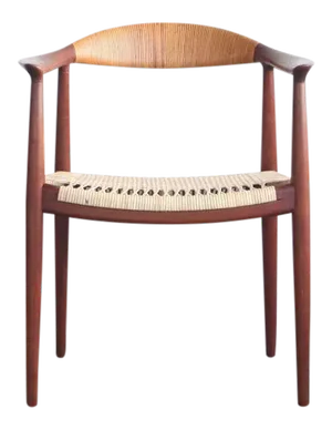 1950s Mid-Century Modern Hans Wegner Teak and Wicker Round Chair
