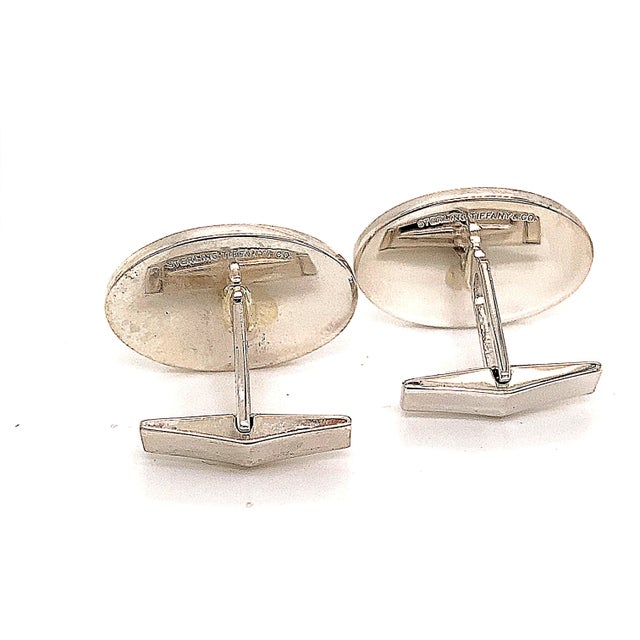 Silver 1990s Tiffany & Co Estate Sterling Silver Wide Oval Cufflinks 19 Grams, 2 pieces For Sale - Image 8 of 10