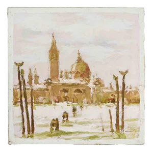 Franco Marzilli, View of Venice, Oil Painting, 1970s