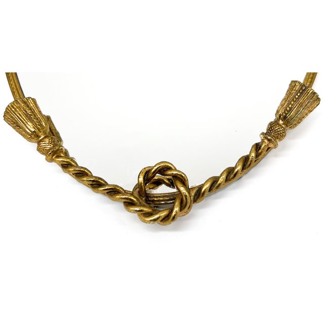 Gold Vintage Hollywood Regency Gold Rope Tassel Oval Mirrored Vanity Tray - Hollywood Regency, French Provincial, Neoclassical For Sale - Image 8 of 10