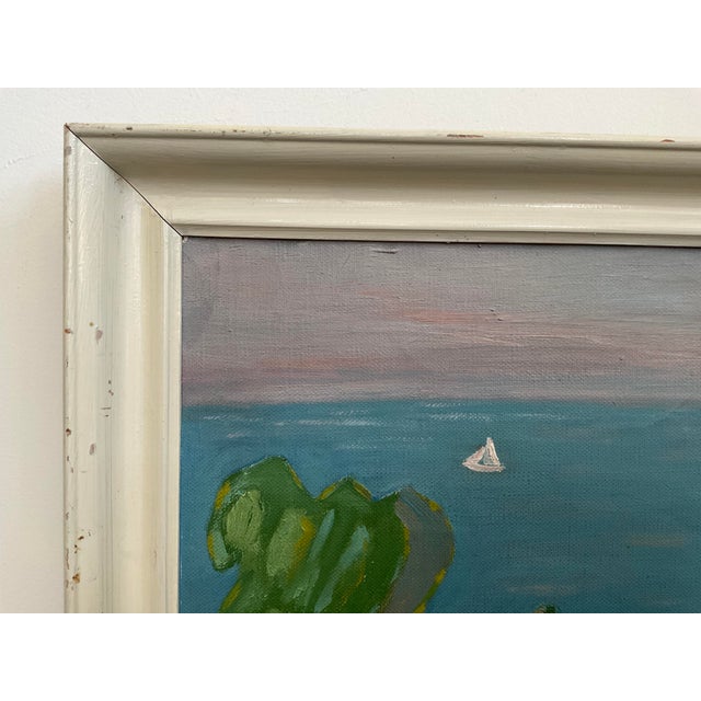 Mid 20th Century Scandinavian Shoreline Landscape Original Acrylic on Canvas For Sale - Image 15 of 17