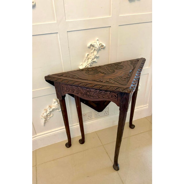 Early 19th Century Antique George III Carved Mahogany Folding Corner Table, 1800 For Sale - Image 5 of 15