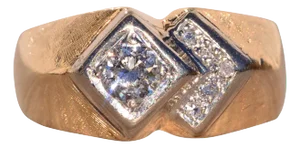 The Ephesus: Deco Styled Retro Natural Diamond Ring in Yellow Gold