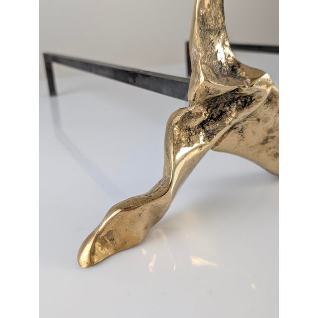 Brutalist Sculptural Bronze Andirons, 1970s, Set of 2 For Sale - Image 9 of 15