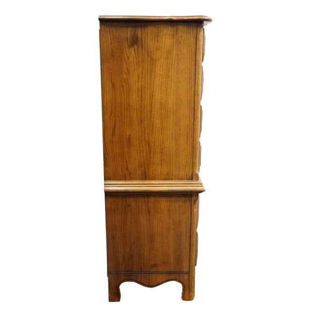 Keller Furniture Solid Oak Country French Style 44" Chest on Chest 4670 For Sale - Image 11 of 12
