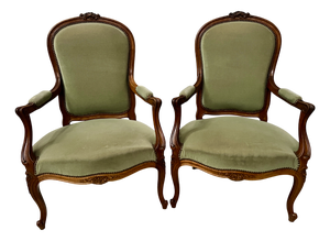 Louis XV Style Armchairs in Walnut, Set of 2