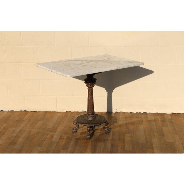 Antique French Bistro Marble Top Pedestal Table With Cast Iron Base, Circa 1900s For Sale - Image 4 of 18