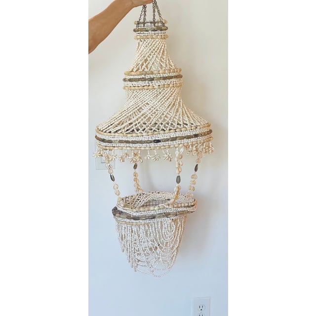 Gorgeous tiny sea shells beaded multitier chandelier, not wired.