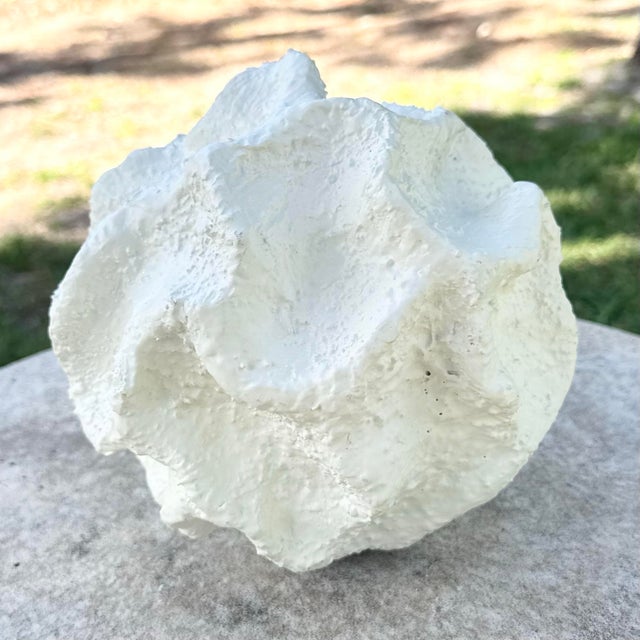 Minimalist Abstract Textured Spherical Plaster Sculpture For Sale In West Palm - Image 6 of 6