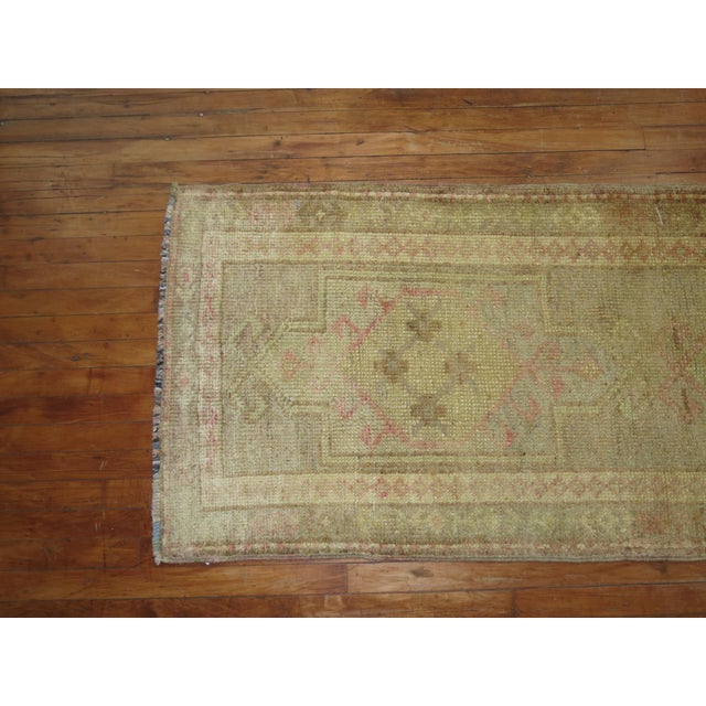 Mid 20th Century Pale Turkish Vintage Long Runner For Sale - Image 5 of 7
