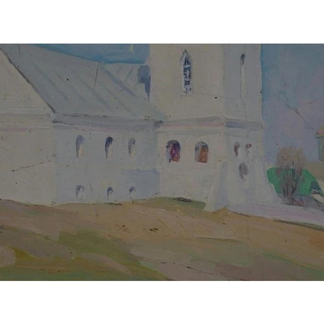 Orthodox Church Landscape Oil Painting, Ukrainian Art, 1974 50-70 For Sale - Image 4 of 6
