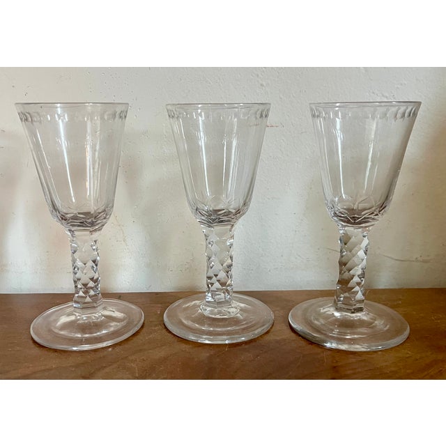 Antique 19th Century English George III Anglo Irish Facet Cut Crystal Sherry Wine Glasses - Set of 6 For Sale In New York - Image 6 of 18