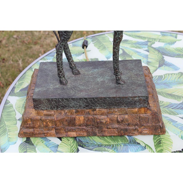 1980s Maitland-Smith Bronze Giraffe Lamp With a Penshell Shade For Sale - Image 5 of 18
