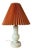 White Glass Table Lamp with Pink Shade For Sale