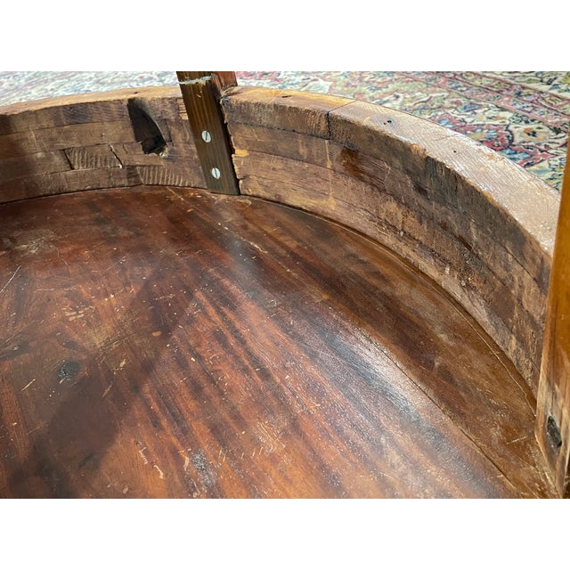 George III - Regency Figured Mahogany and Satinwood Demi Lune Table For Sale - Image 13 of 15