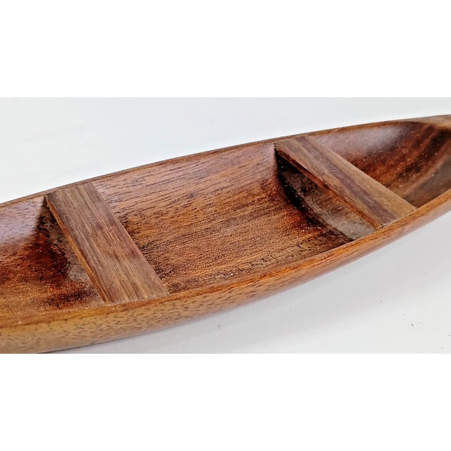 Wood Vintage Wooden Hand Made 9.75" Boat Figurine For Sale - Image 7 of 10
