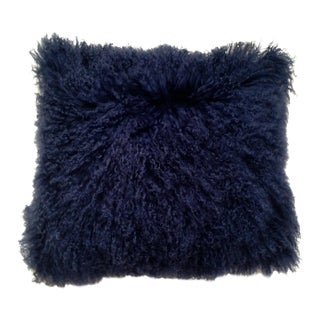 Tibetan Lamb Navy 24" Pillow For Sale