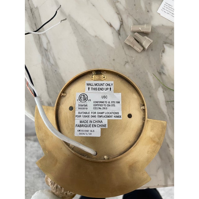 Visual Comfort Melange Disc Alabaster & Brass Sconces (1 Pair) For Sale - Image 11 of 18