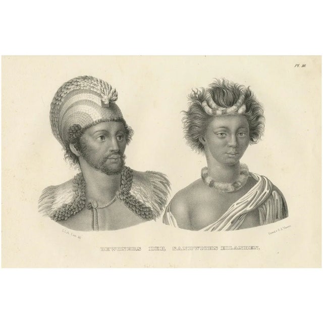 Brodtman, Inhabitants of the Sandwich Islands, Hawaii, 1835, Print For Sale