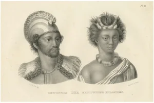 Brodtman, Inhabitants of the Sandwich Islands, Hawaii, 1835, Print