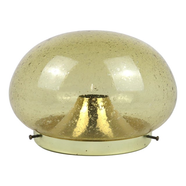 Space Age Brass Ceiling Wall in Glass and Brass by Sölken Leuchten, Germany, 1970s For Sale