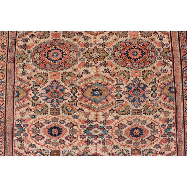 Measures: 8' 6 x 11' 8 Antique Persian Sultanabad Rug with All Over Sub Geometric Design On Ivory Field. Keivan Woven Arts...