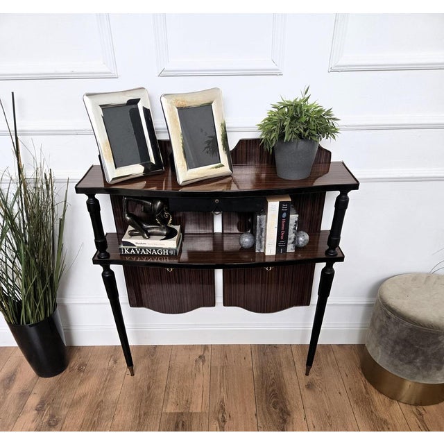 Mid-Century Modern Wood Wall Console Table, Italy, 1960s For Sale - Image 4 of 11