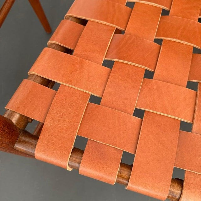 Mid-Century Modern Woven Leather Mahogany Dining Armchairs For Sale - Image 11 of 11