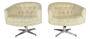 Pair of Ward Bennett Style Swivel Lounge or Office Chairs