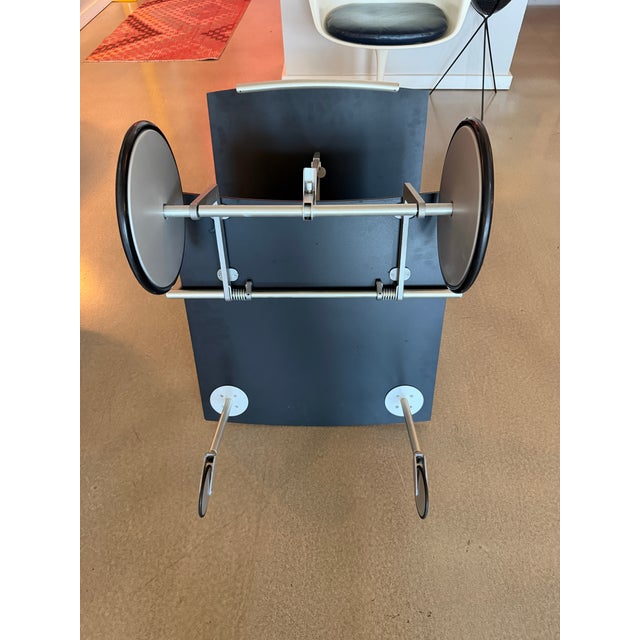 1990s Italian Postmodern Raul Barieri Ycami Attributed Convertible Folding Bar Cart Italian Aluminum Coffee Table Adjustable Mago For Sale - Image 15 of 18
