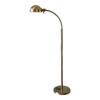 Vintage Brass Finish Gooseneck Mid-Century Floor Lamp Floor Lamp For Sale
