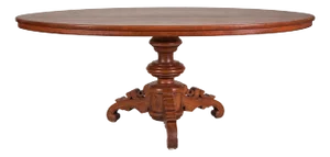 Dutch Colonial Oval Pedestal Dining Table with Scrolling Base, Late 19th Century