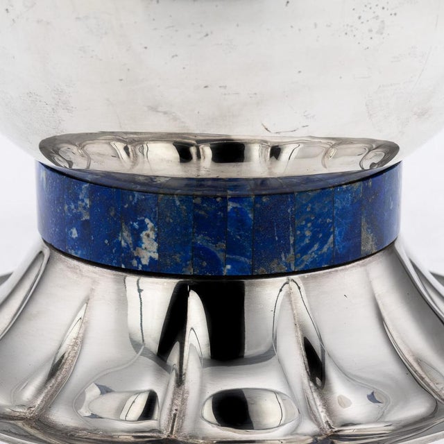 Large Vintage Italian Silver and Lapis Lazuli Wine Cooler, 1970 For Sale - Image 17 of 18