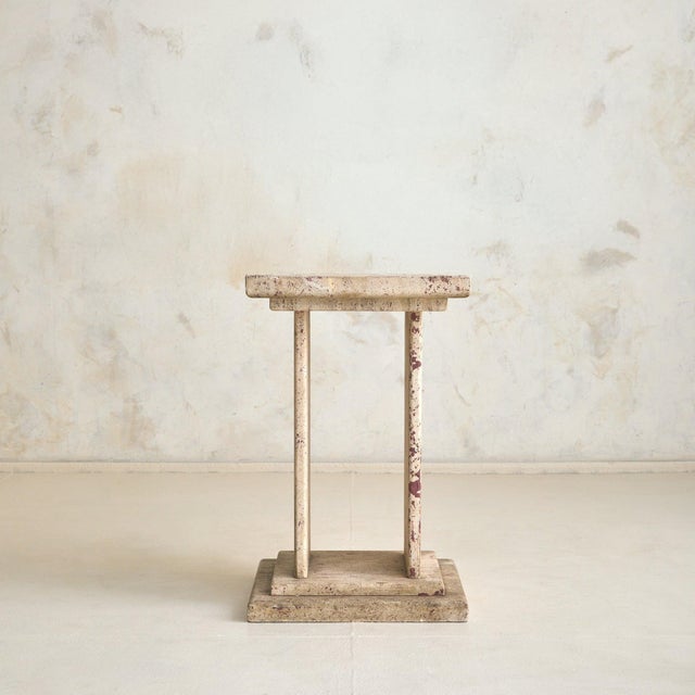 Late 20th Century Italian Travertine Pedestal with Stepped Base, 1970s For Sale - Image 5 of 11