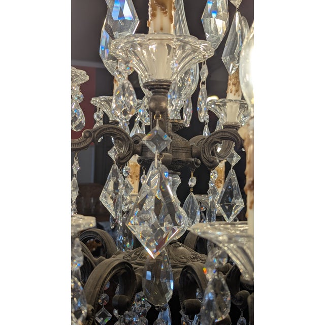 Antique Rococo Revival Chandelier, Metal & Crystal, France For Sale - Image 15 of 17