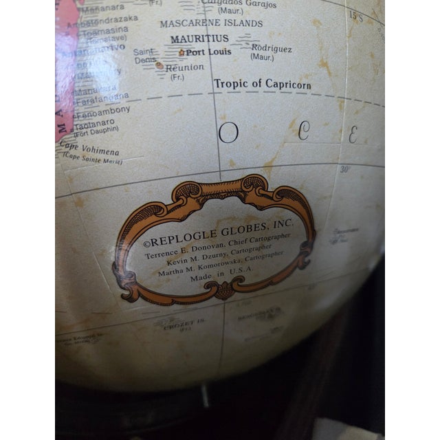 1980s Custom Mahogany Replogle Floor World Globe Heirloom Mahogany Stand Table For Sale - Image 15 of 15