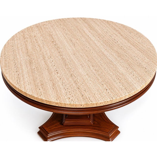 Mediterranean Revival / Old World Tuscan Style Substantial and beautifully crafted round coffee table featuring a genuine...
