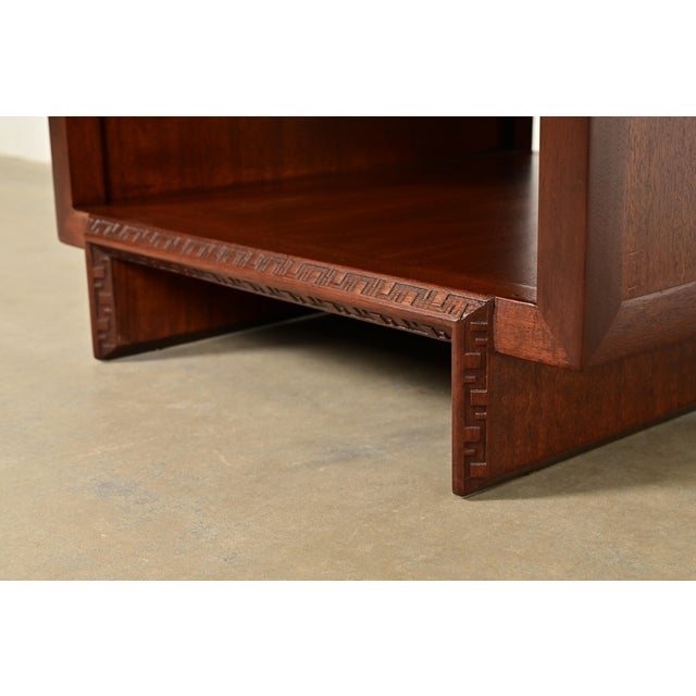 Frank Lloyd Wright for Heritage Henredon Taliesin Mahogany Nightstand or Side Table, Newly Refinished For Sale - Image 11 of 16