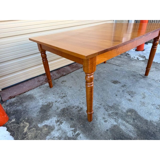 Farmhouse Custom Made Farm Style Solid Cherry Natural Finish Dining Table & 2 Leaves.by Ohio Amish For Sale - Image 3 of 12