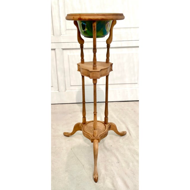 Early 20th Century Jardinière Stand With Vintage Mutual Pottery Planter For Sale - Image 9 of 12