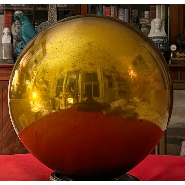 Very Large 19th Century German Gold Mercury Glass Kugel Sphere or Witch's Gazing Ball For Sale In New York - Image 6 of 9