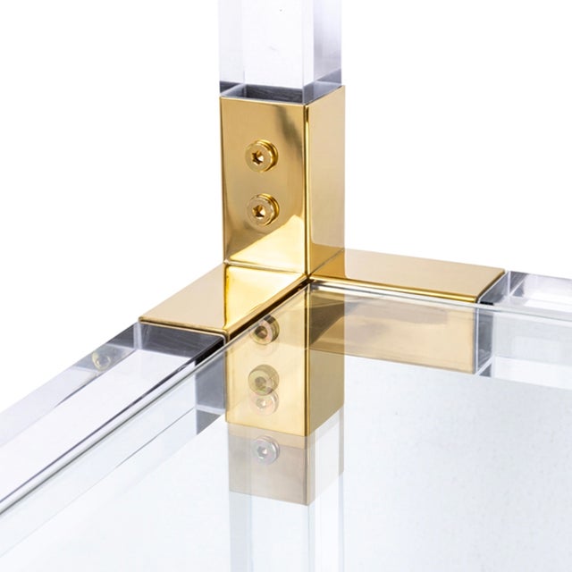 2020s Pasargad Home Mira Modern Glass Etagere Bookcase With Gold Accents & Acrylic Frame For Sale - Image 5 of 8