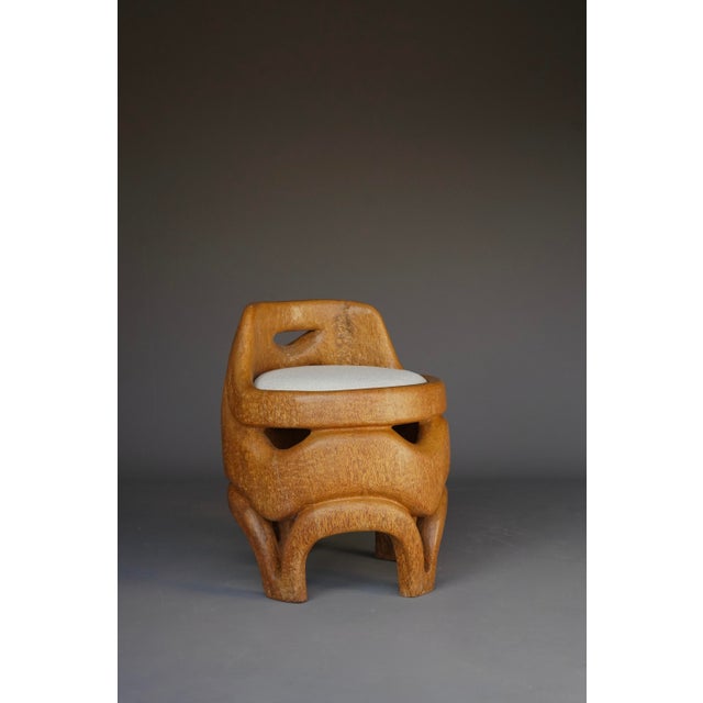 Hand-Carved Palm Wood Side Chair, 1970s For Sale - Image 6 of 10