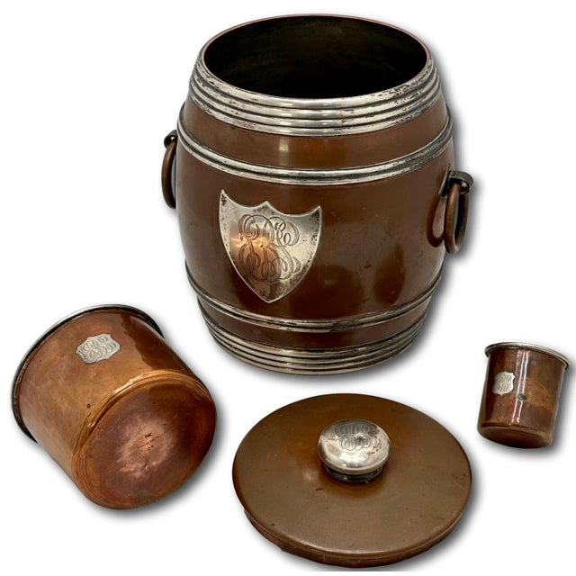 Fine Quality Antique American Solid Bronze and Sterling Silver 3 Piece Tobacco Humidor Smoking Set Circa 1890s For Sale - Image 4 of 18